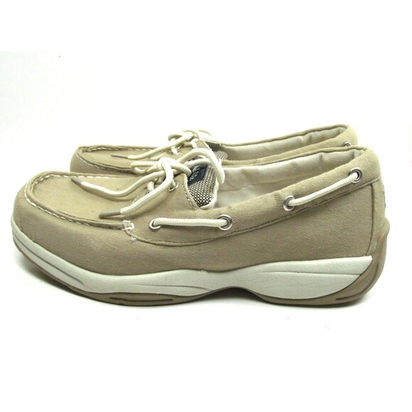 Ped Lite Canvas Boat Shoes Mens Size 8 M. Beige Excellent - Picture 5 of 7